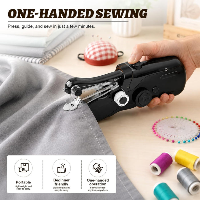 169-Piece Kit Handheld Sewing Machine with Wooden Sewing Box