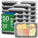 50 Pack (100-Piece) 32 oz Meal Prep Containers with Easy Open Lids, Black