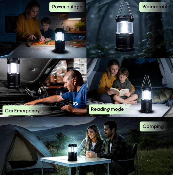 Camping Lights LED Lantern Flashlights, Battery Operated Lamp Tent Lanterns for Power Outages, Camping Essentials Outdoor,Home,Emergency Gear, Hurricane Survival (3 AAA batteries not included)