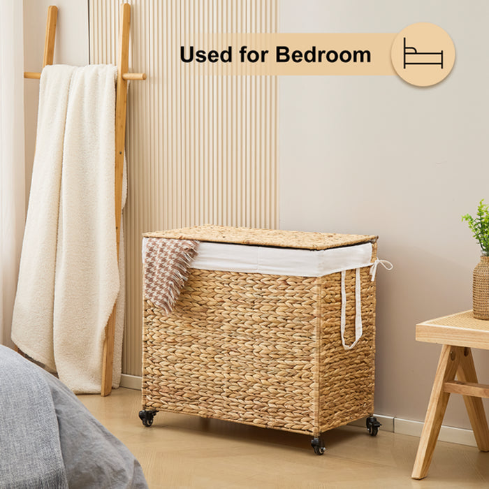 160L Rolling Three-Section Laundry Hamper