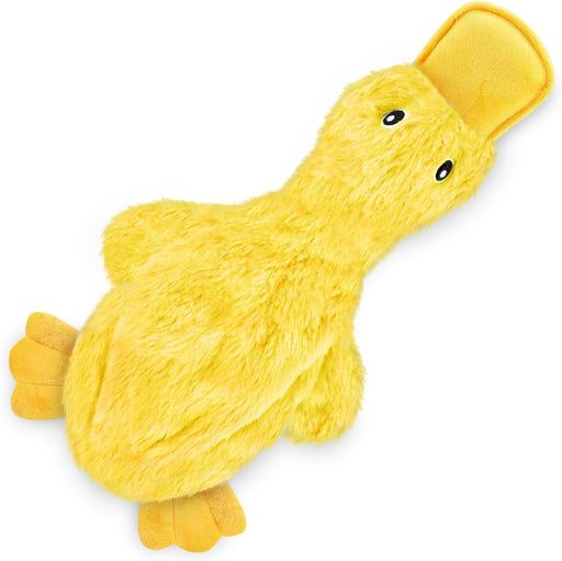 Interactive Squeaky Dog Toy - Crinkle Duck, Yellow