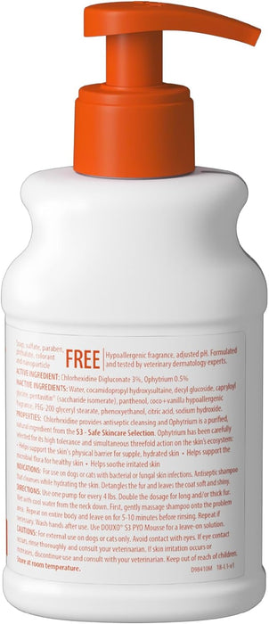 S3 PYO Medicated Dog Shampoo with 3% Chlorhexidine for Dogs – Antibacterial & Antiseptic Yeast Infection Treatment For Dogs & Cats, Clinically Proven, 6.7 fl oz