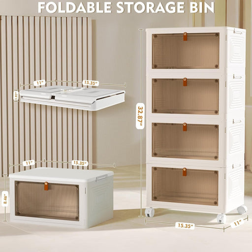 4 Tier Plastic Storage Bins with Lid 23QT, Stackable Storage Bins