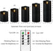 Flameless Candles with Remote, Battery Operated Flickering Flameless Candles, LED Candles with Timer 2/4/6/8H, with Realistic LED Candles Set of 9 (D3 x H 3" 4" 5" 6" 7") (Black)