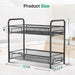 Spice Rack Organizer for Countertop, 2-Tier Foldable Metal Rust-Proof Standing Large Seasoning Storage Shelf with Guardrail and Mesh Design for Kitchen Cabinet Bathroom Living Room Pantry, Black