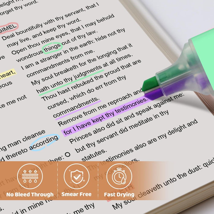 Pastel Highlighters, Cute 4 Pack 16 Colors Dual Tip No Bleed