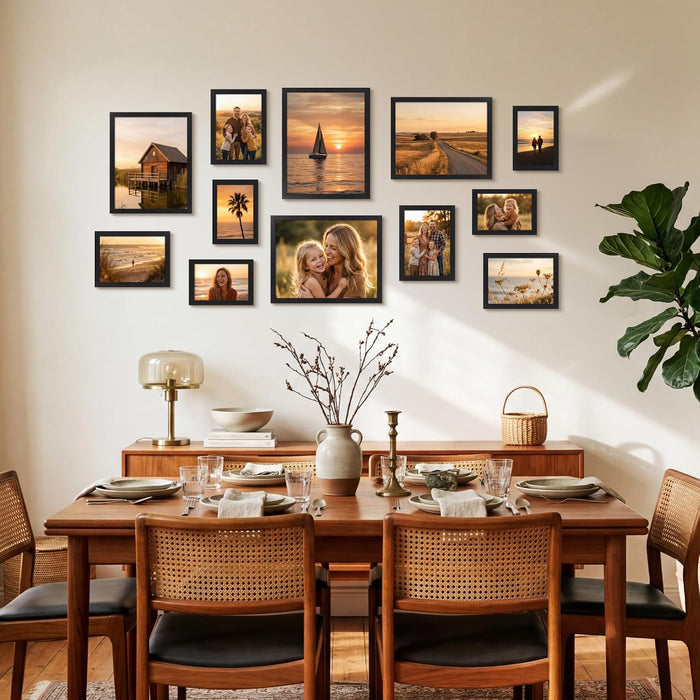 8x10 Picture Frame Set of 22 for Wall and Tabletop, Black