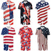Men'S Fashion 2-Piece Matching Shortsleeve Collared Neck Tropical Set - Casual Stylish Flag Pattern Shirt & Bottoms, Loose Fit, plus Size Hawaiian Patriotic Streetwear for 4Th of July