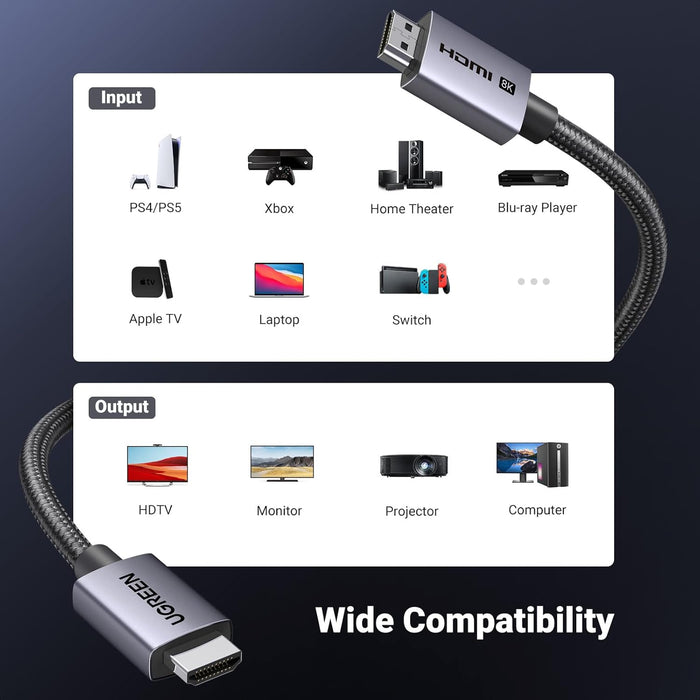 8K HDMI 2.1 Cable 48Gbps 6.6FT, Certified Ultra High Speed HDMI Cord