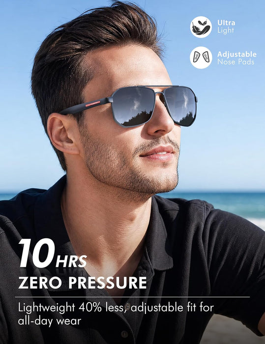 Aviator Polarized Sunglasses for Men: Square UV400 Driving