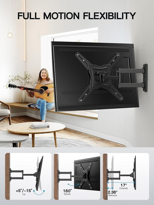 Full Motion TV Wall Mount for 26–65 inch TVs up to 80 lbs