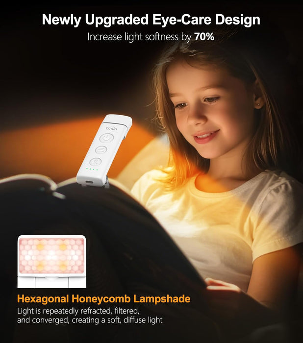 Book Light Rechargeable, Clip on LED Reading Light for Books in Bed