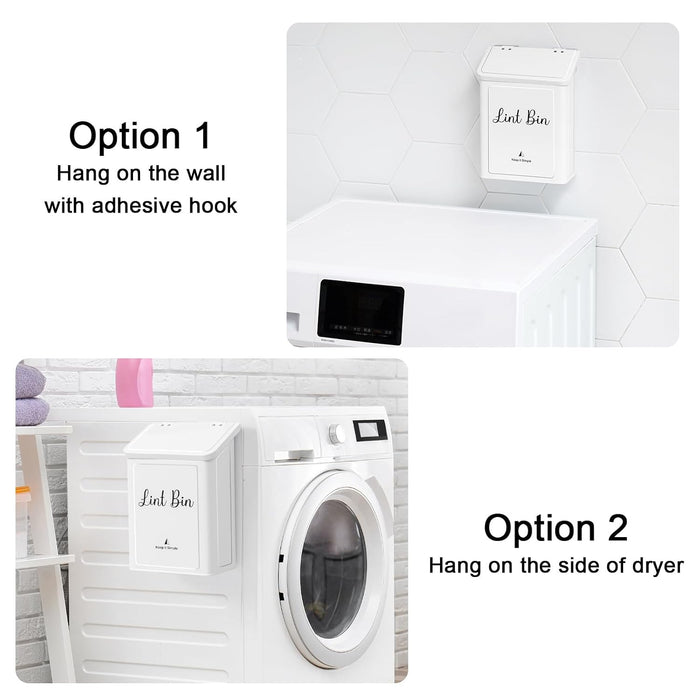 Magnetic Lint Bin for Laundry Room Organization and Storage,White