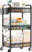 3 Tier Metal Rolling Cart, Black Utility Storage Cart with Wheels