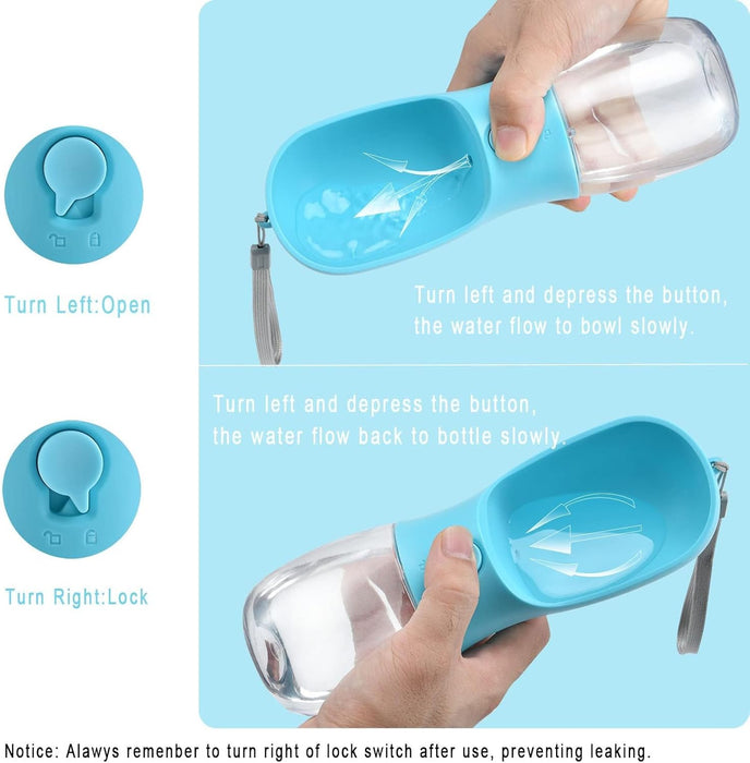 Dog Water Bottle Portable with Food Container & Filter for Travel