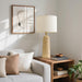 Modern Table Lamp Set of 2, Warm Beige Resin Lamp with Natural Stone Look, 27.25" Lamps for Living Room with Linen Shade