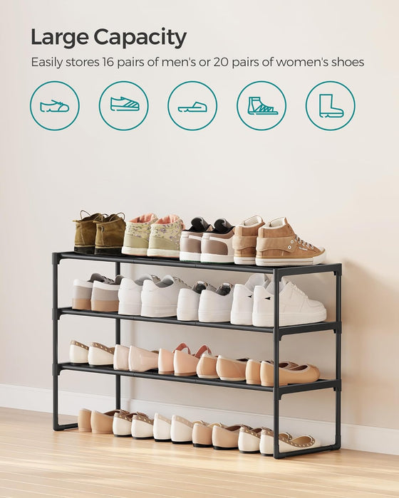 Shoe Rack, 3-Tier Shoe Organizer, Metal Storage Shelf