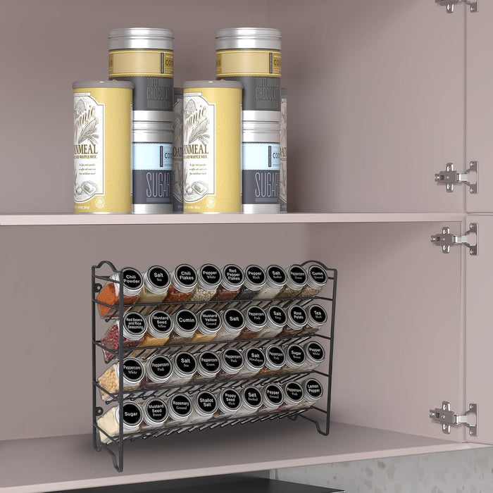 Spice Rack Organizer with 36 Spice Jars 4 oz, 396 Spice Labels