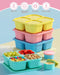 4 Pcs Snack Box Containers Set, Reusable 4 Compartment Lunchable Container with 2Pcs Sauce Containers, Stackable BPA-Fre