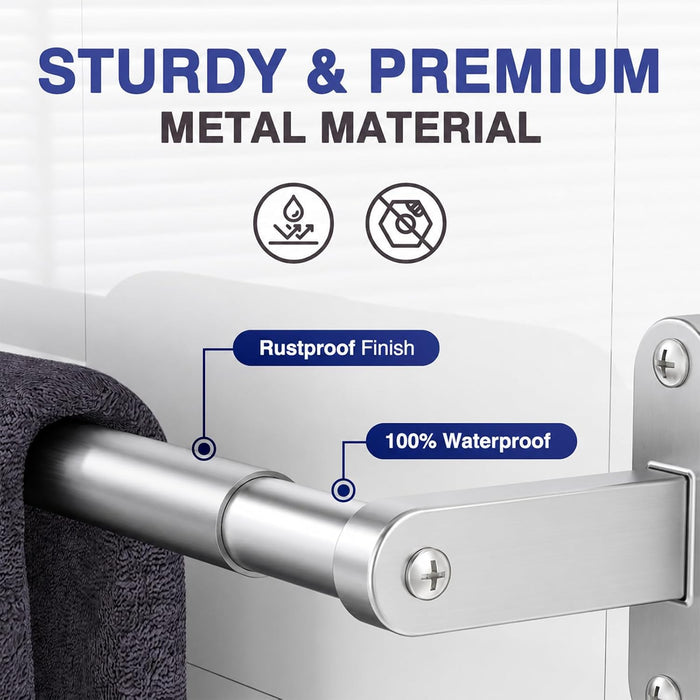 Brushed Nickel 24" Towel Rack, Rustproof Wall Mounted Towel Bar