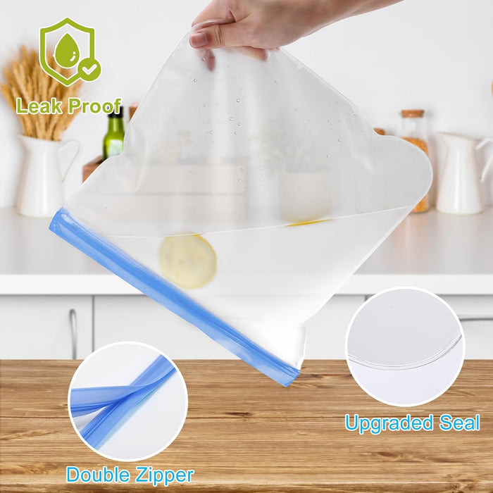Stand Up Reusable Freezer Bags Dishwasher Safe, 10 Pack, Muliticolor