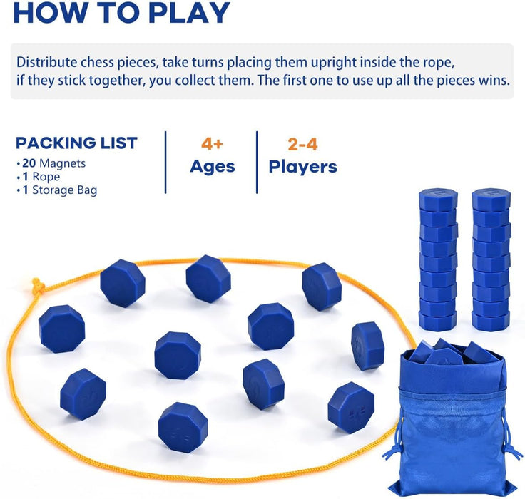 Magnetic Chess Game with Full-Size Stones, Magnet Game with String
