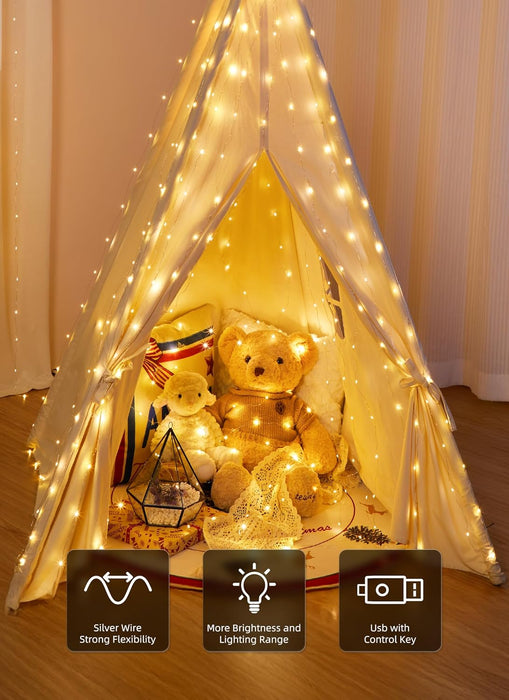300 LED Fairy Curtain Lights, 9.8ft x 9.8ft Curtain String Lights