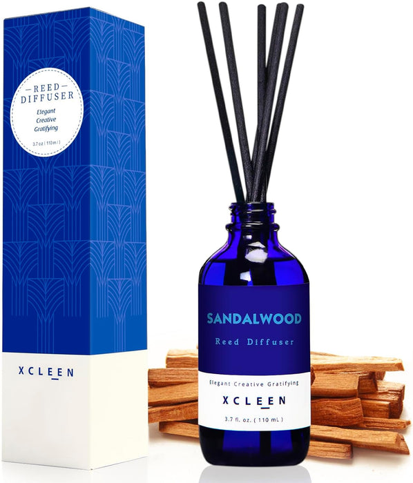 Reed Diffuser Set with Sticks, Sandalwood Scented Oil Diffuser for Bathroom, Room Fresheners, Home Fragrance Bedroom Off