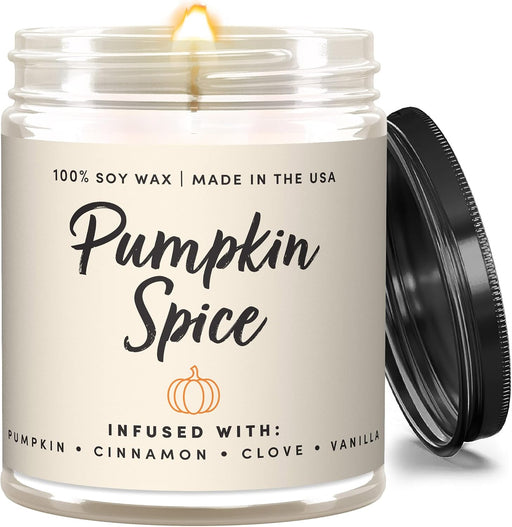 Pumpkin Spice Fall Candles for Home, 9 oz Scented Soy Jar