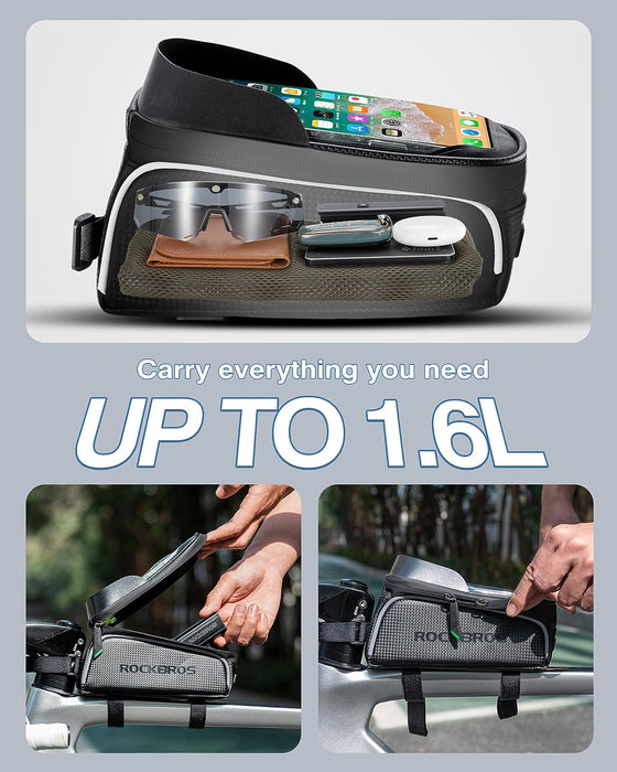 Bike/Bicycle Phone Front Frame Bag, Waterproof, Tube Cycling Pouch