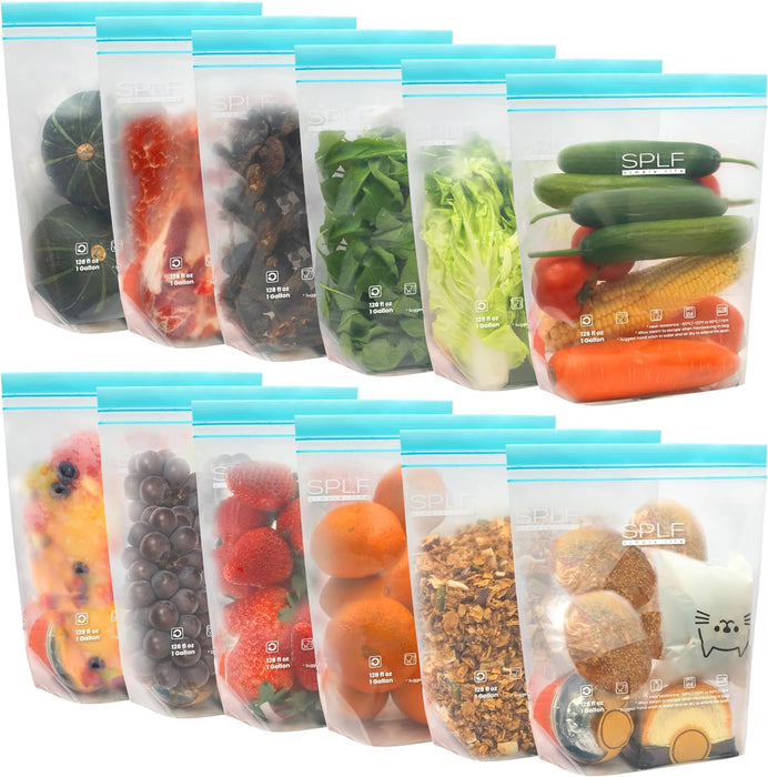12 Pack Reusable Gallon Freezer Bags Dishwasher Microwave Safe