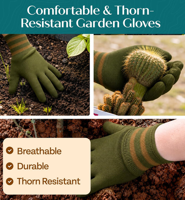 Heavy Duty Gardening Tools - Gardening Gifts for Women, Men, Mom, Dad - Durable, Ergonomic Garden Tools Set (Floral)