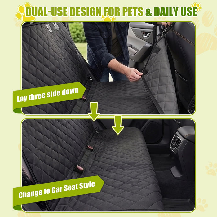 Dog Car Seat Cover, 600D Heavy Dute Car Seat Cover for Dogs Pets, 100% Waterproof Anti-Scratch Nonslip Dog Hammock for Cars, Seat Covers Protector with SeatBelt for Sedan SUV Truck Standard Black