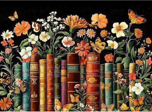 500 Piece Puzzle for Adults | Vintage Wildflowers Books Puzzle | Recycled Cardboard Plant Flowers Jigsaw Puzzle 500 Piec