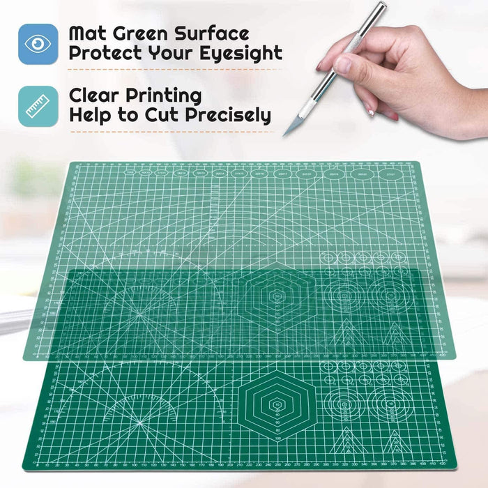 Self Healing Sewing Mat, 12inch x 18inch Rotary Cutting Mat Double Sided 5-Ply Craft Cutting Board for Sewing Crafts Hob