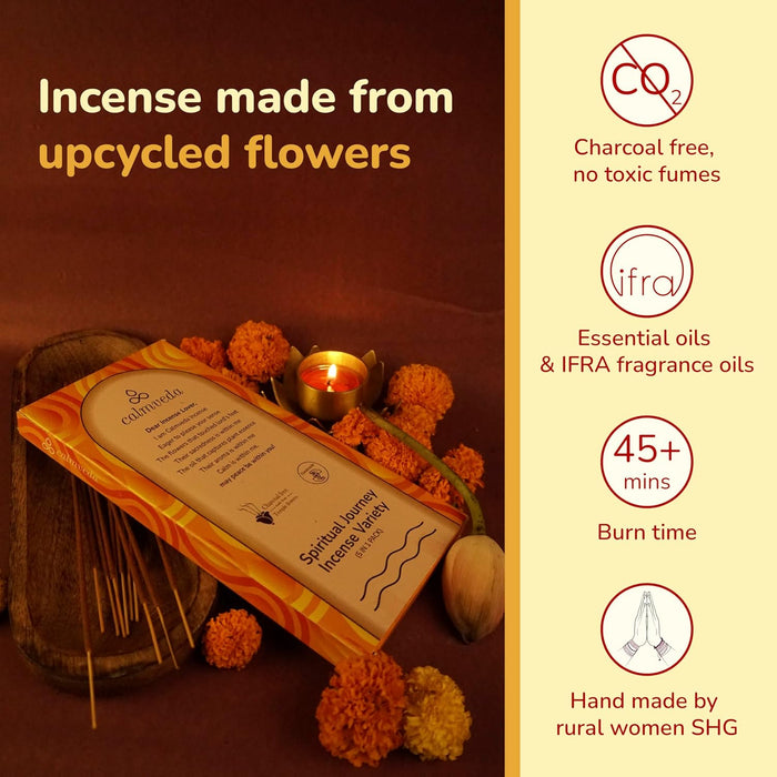 Natural Incense Sticks Variety Pack - (5 Variants) Charcoal Free Inscents-Sticks, Made from Upcycled Flowers | Sacred In