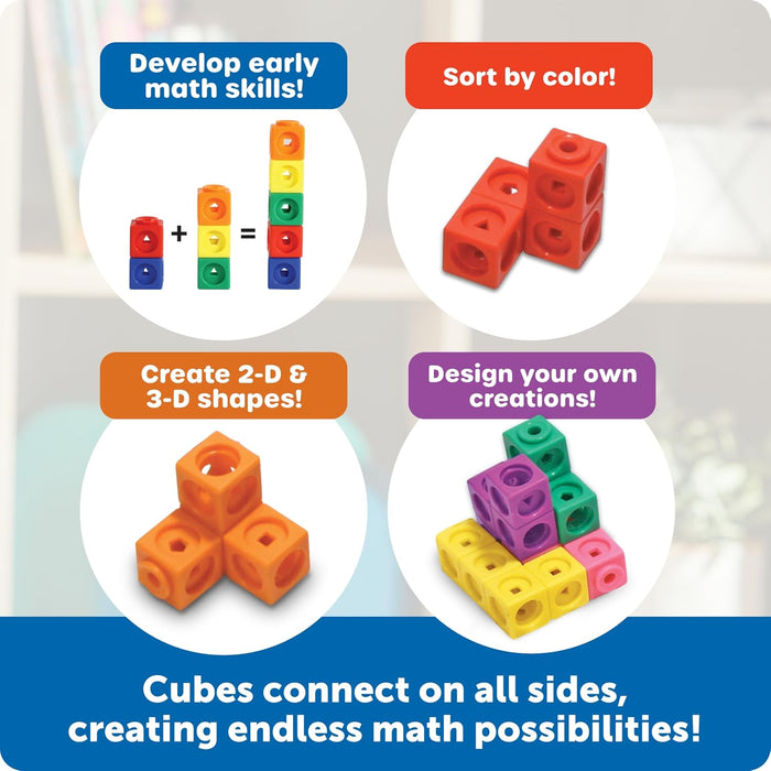MathLink Cubes - Set of 100 Cubes, Ages 5+ Kindergarten, STEM Activities, Math Manipulatives, Homeschool Supplies, Teach