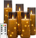 Flameless LED Candles with Timer 5 Pc Flickering Flameless Candles for Romantic Ambiance and Home Decoration Stable Acrylic Shell,with Embedded Star String，Battery Operated Candles（Grey）