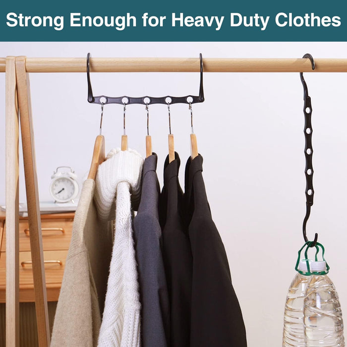 6 Pack-Closet-Organizers-and-Storage, Space-Saving-Hangers Black