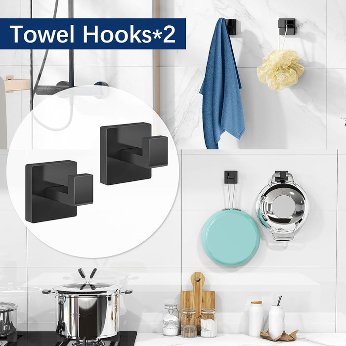 Bathroom Hardware Accessories Set, 5-Piece 16In Black Wall Mounted