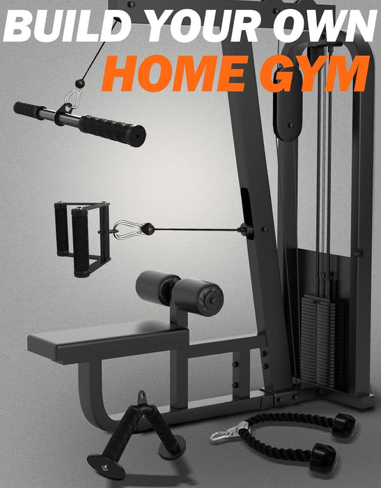 Cable Machine Attachment Set for Gym & Home Workouts, LAT Pulldown Attachments with Non-Slip Grips, Black