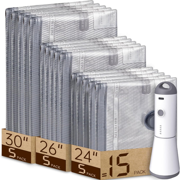 Travel Vacuum Bags with Rechargeable Pump, Carry-On Space Saver