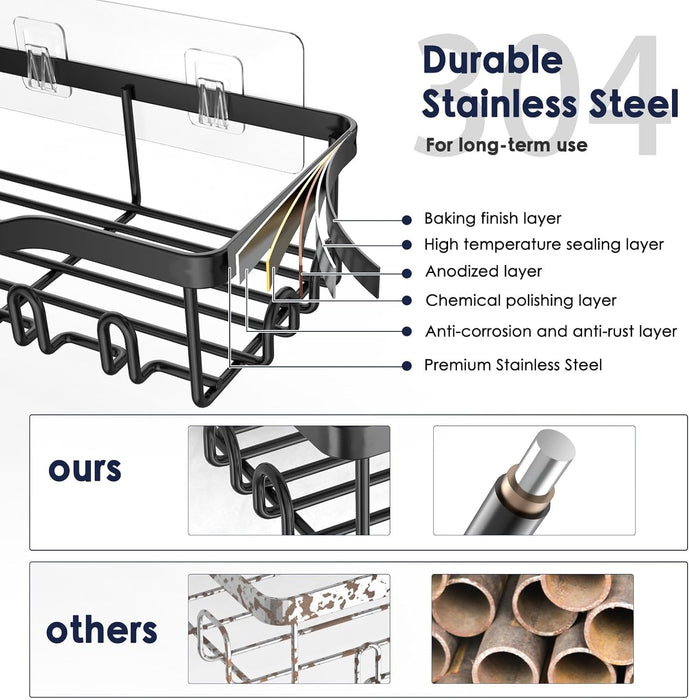 7-Pack Shower Caddy Adhesive,Stainless Steel Shower Organizer Shelf
