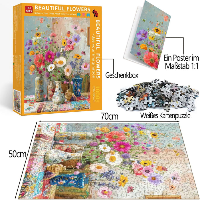 Puzzles for Adults 1000 Pieces Flowers, Puzzle 1000 Pieces, 1000 Piece Puzzle for Adults Suitable for Home Décor with 1: