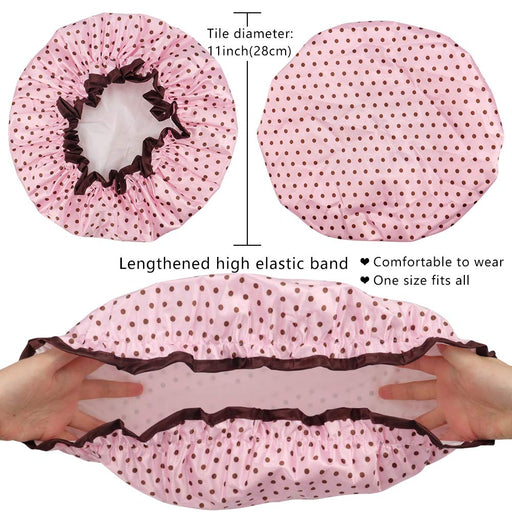 4 Pcs Shower Cap for Women Double Waterproof Layers Reusable Elastic