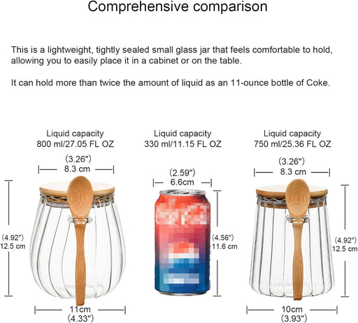 Sugar Bowls Sugar Container 25.36 FL OZ Glass Coffee Canister Airtight Food Storage Jar with Lid and Spoon Candy Jar Cof