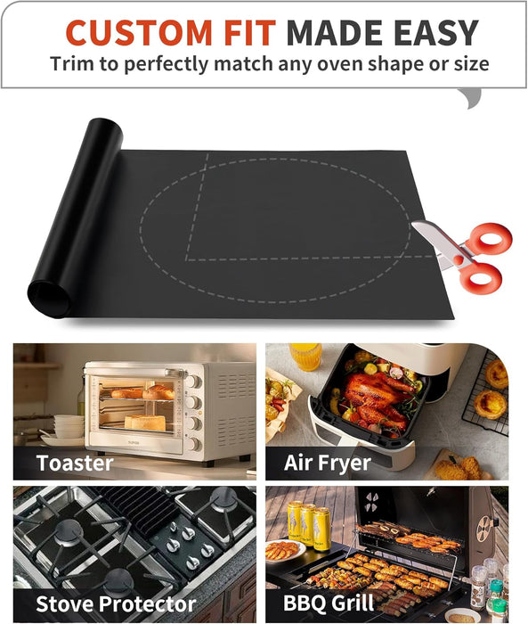 Oven Liners for Bottom of Oven - 2 Pack Large Heavy Duty Oven Mats, 17"x 25" Reusable Matt Liner for Electric, Gas, Toas