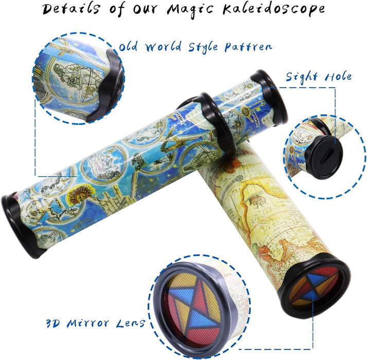 2 Pack Classic Kaleidoscope Toy,Magic Rotating Kaleidoscope,Stretchable Long World Kaleidoscope,Educational Toy Kaleidoscope for Children Gifts