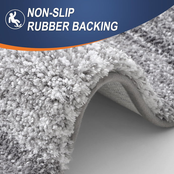 Micorfiber Bathroom Rug Set 2 Piece, Soft Absorbent Bath Mats, Grey