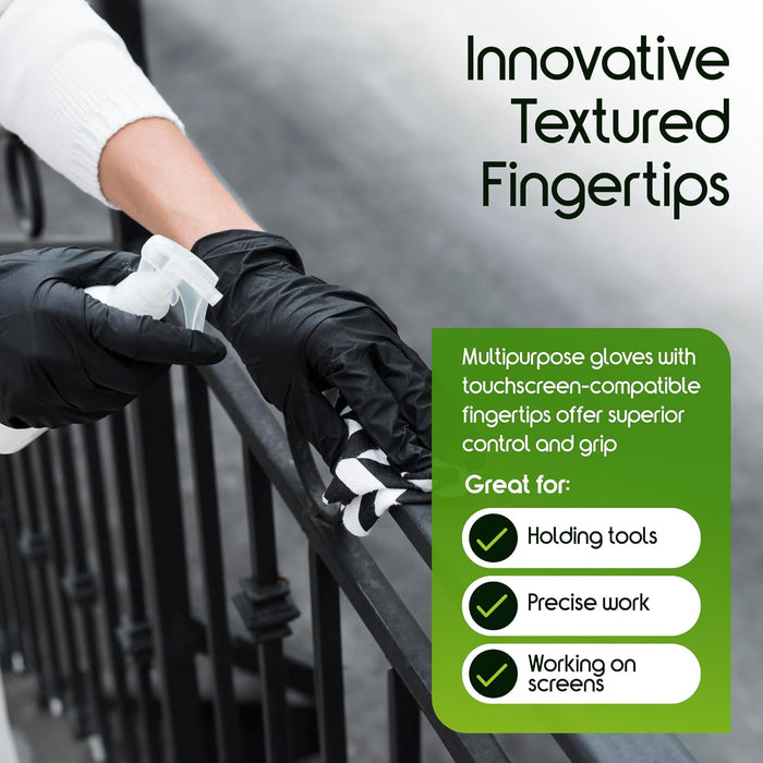 Black Nitrile Gloves HEAVY DUTY 6 Mil Nitrile Chemical Resistant Medical Cooking Cleaning Disposable Black Gloves